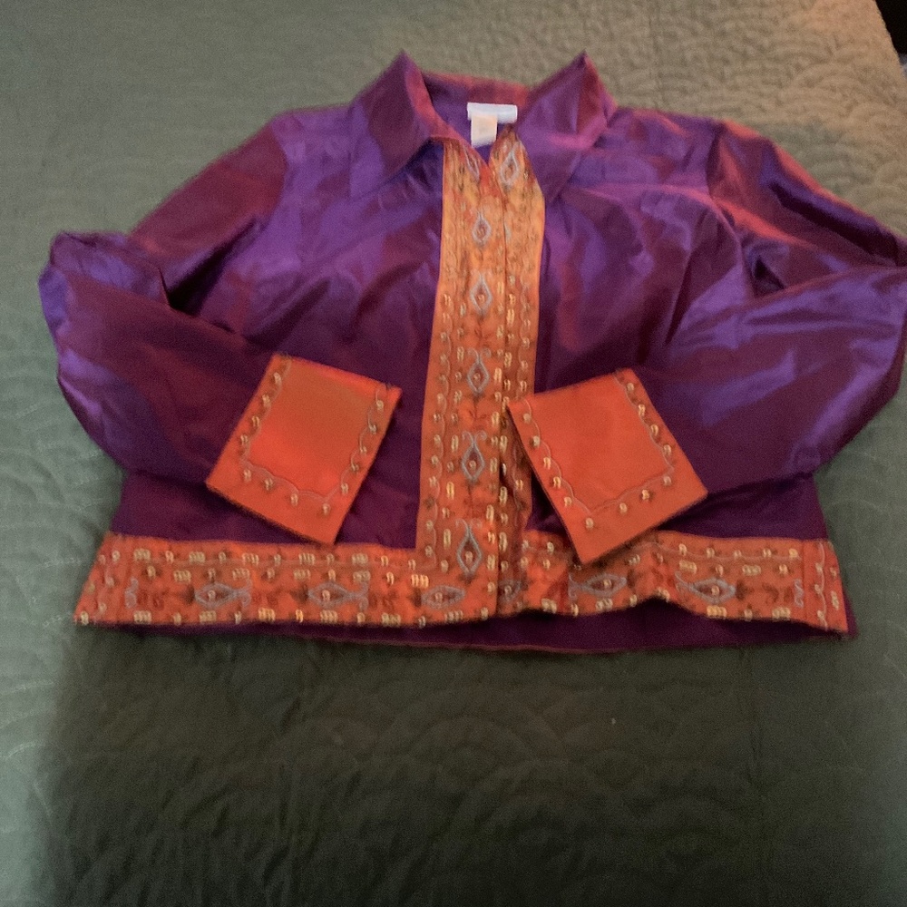 Silk Purple Embroidered Blouse